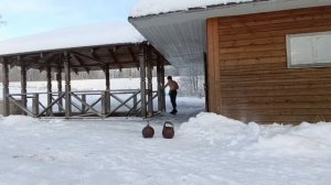 супер закаливания + тренировка с гирей зимиой