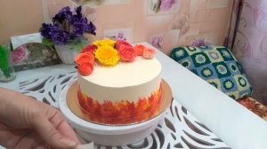 Оформление торта в осенней тематике Часть  2 " Цветы"