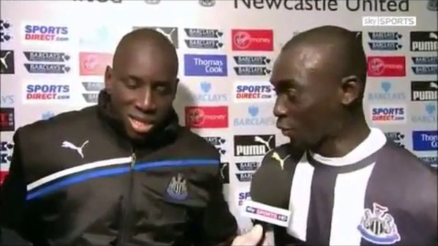 Newcastle vs Aston Villa 2-1 - Demba Ba & Papiss Cisse interview смотреть онлайн