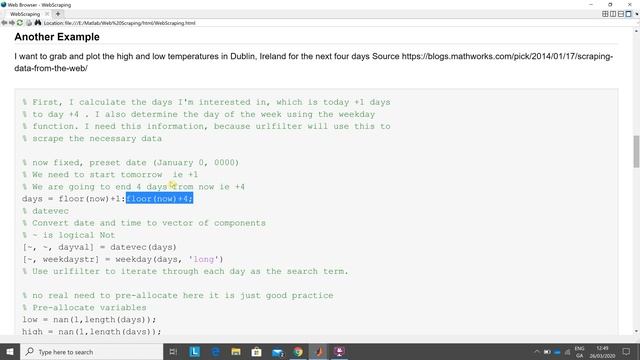 Webscraping in Matlab using urlfilter