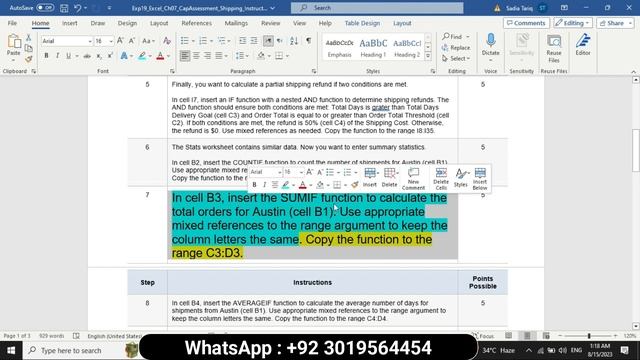 Exp19_Excel_Ch07_CapAssessment_Shipping | Excel Chapter 7 Capstone Assessment – Shipping | 100%