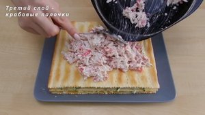 Любимая закуска для праздничного стола.  Закусочный торт «Наполеон»