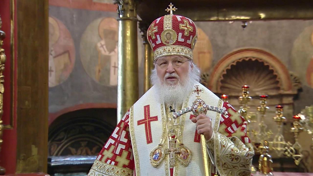 Патриарх Кирилл провел богослужение в Архангельском соборе Кремля
