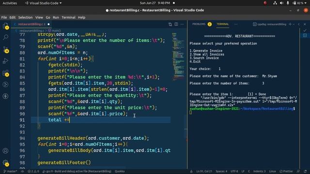 C PROGRAMMING PROJECT || RESTAURANT BILLING SOFTWARE IN C PROGRAMMING