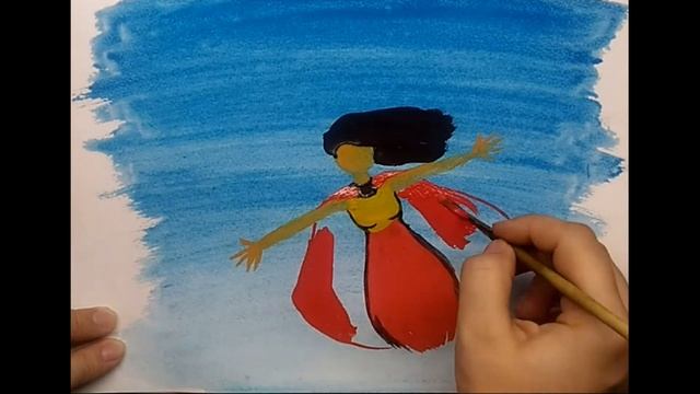 Как нарисовать девушку в небе