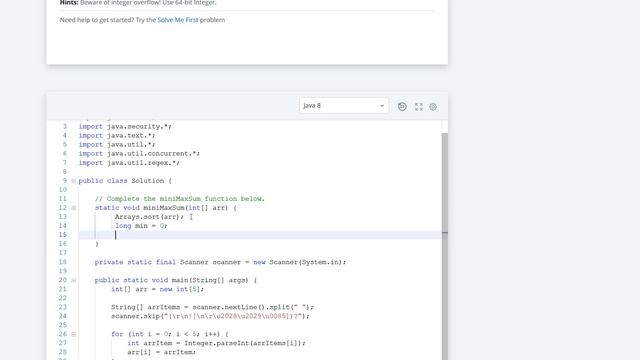Hackerrank Solution - Mini-Max Sum Warmup