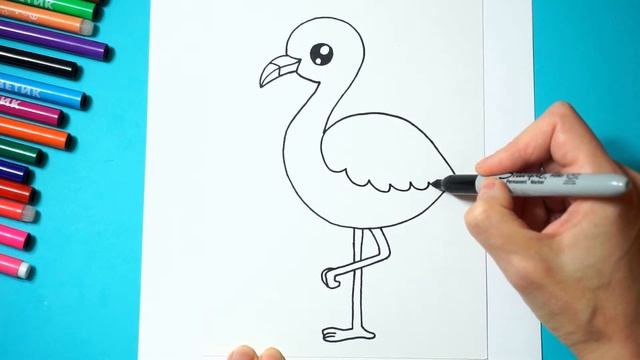 Как нарисовать фламинго | Простой рисунок и раскраска | How to Draw a Flamingo | Simple Drawing смотреть онлайн