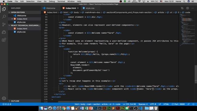 สร้าง React Technical Documentation Page ด้วย HTML CSS