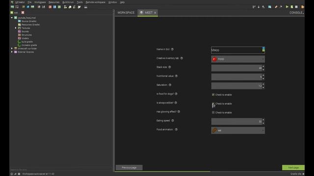 Как сделать свой мод на MCREATOR #3-Еда смотреть онлайн