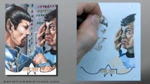 Star Trek the original series Spock and Bones from Mirror Sketch card