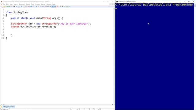 StringBuffer Clas reverse() method смотреть онлайн