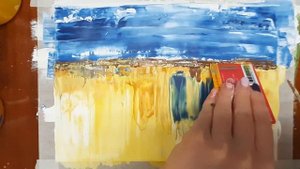 Как легко нарисовать интерьерную картину. Рисуем город. Рисуем необычным способом. Абстракция.