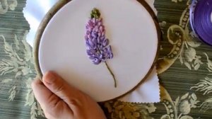 Мастер- класс Люпин Вышивка лентами Master class Lupine embroidery ribbons大師班羽扇豆繡花緞帶