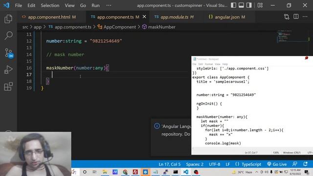 Angular 13 Mask 10 Digit Mobile or Phone Number Using Slice() Method in TypeScript смотреть онлайн