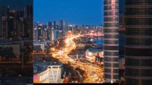 Beautiful night view of Huangdao district, Qingdao city, China