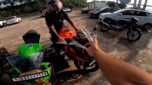 DRAG🤬 KTM Vs KAWASAKI | Who will win😲 | New ktm rc 390 😱 training back workout ❤️. pushups❤️