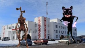 Сиреноголовый танцует с Картун Кэт в Городе! Siren Head vs Cartoon Cat dancing on the City in real