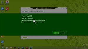Использование Acer recovery Management для восстановления Windows 8