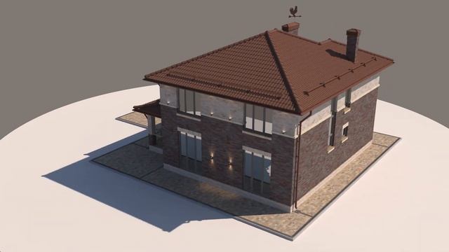 Комбинированная отделка кирпичом на проекте дома 200 м2 с террасой