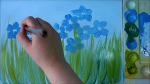 Рисование для малышей Рисуем цветы Цветочная поляна гуашью