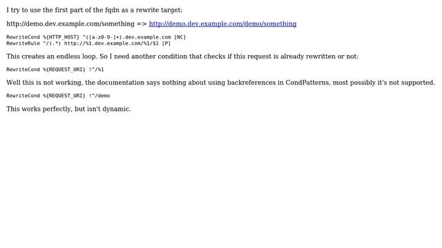 mod_rewrite: Use backreference from RewriteCond as CondPattern in another RewriteRule смотреть онлайн
