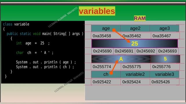What is a variable in Java ? How it is stored in RAM  ll  Decimal to Binary conversion.