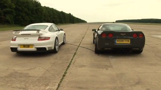 Porsche 911 GT2 vs. Corvette ZR1 смотреть онлайн