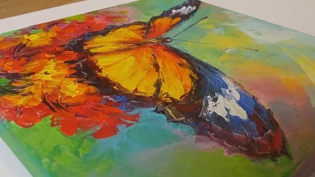 Картина маслом на холсте цветы анималистика: Бабочка Oil painting on canvas flowers: Butterfly