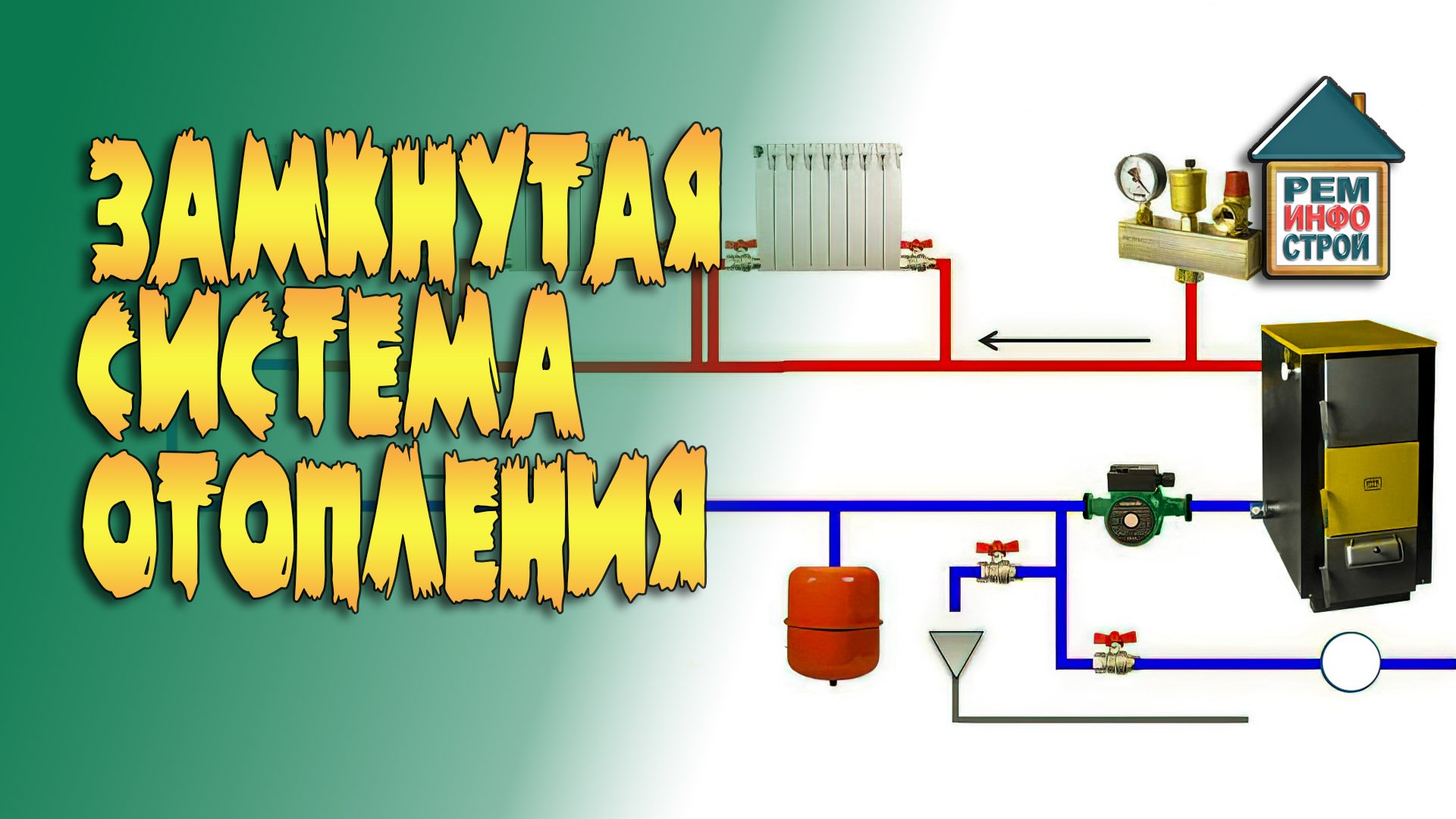 Закрытая система отопления. Элементы отопительной схемы. Монтаж отопительной системы.