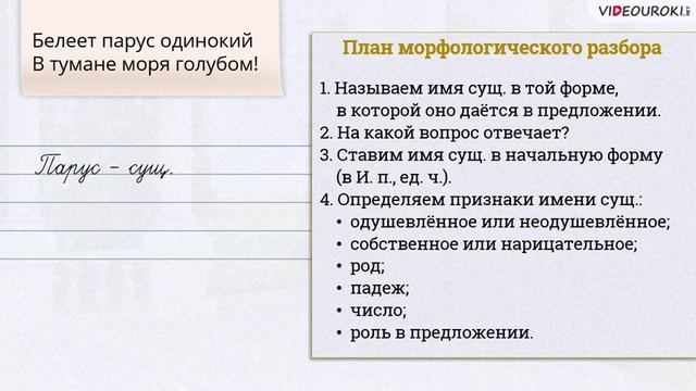 3 класс Порядок разбора имён существительных