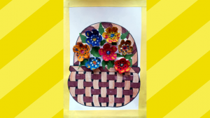 Мастер-класс для детей объёмная аппликация "Корзиночка с цветами" (из яичных лотков)