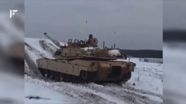 Основной боевой танк США M1 Abrams не смог взобраться на заснеженный пригорок