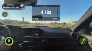 Mercedes W204  1.6  156Л/С  сток разгон 0-100 км