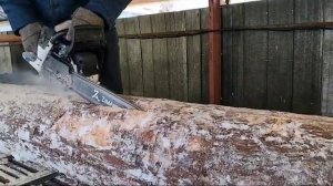 Распил бревен в Карелии бензопилой ZimAni 372 XP PRO