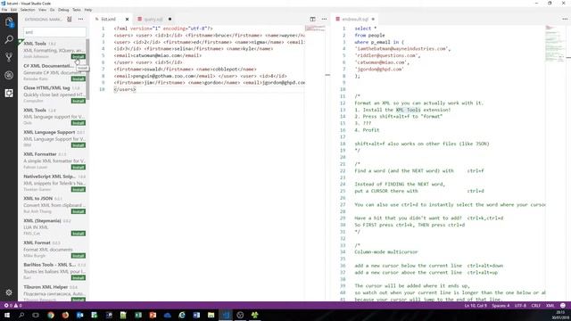 VSCode shortcuts screencast • 2-5 • XML Tools extension смотреть онлайн