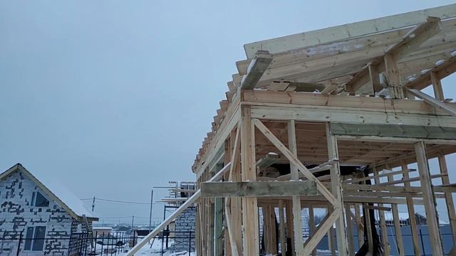 11. Дом с односкатной крышей. Стропильная система односкатной крыши. Каркасный дом 5*8