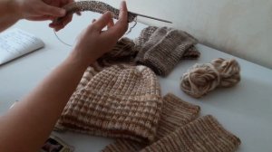 Шапка из мохера секционного окрашивания.