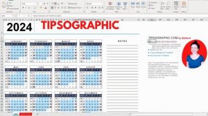 2024 Yearly Calendar with Week Numbers for Excel and Google Sheets, Free Download