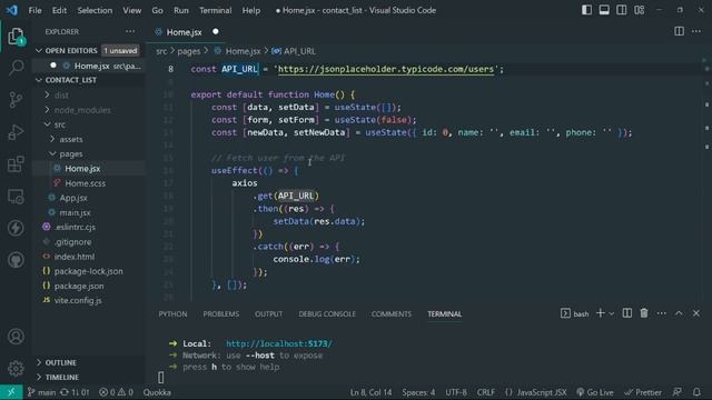 React Project Contact List #codingninjas