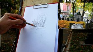 Наброски на пленэре, объект в среде