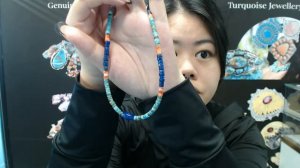 20240914-03 Natural turquoise Amazonite Labradorite and Apatite colorful necklace 16inch 13.4gram