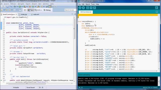 JAVA & ARDUINO integration serial port communication. Control over Internet смотреть онлайн
