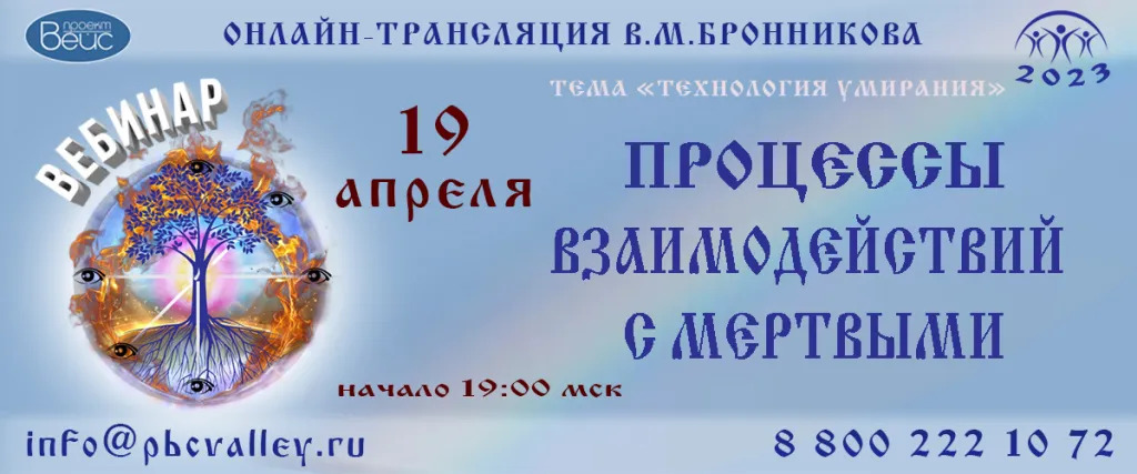 19.04.2023 Вебинар Бронникова В.М. "Процессы взаимодействий с мертвыми"