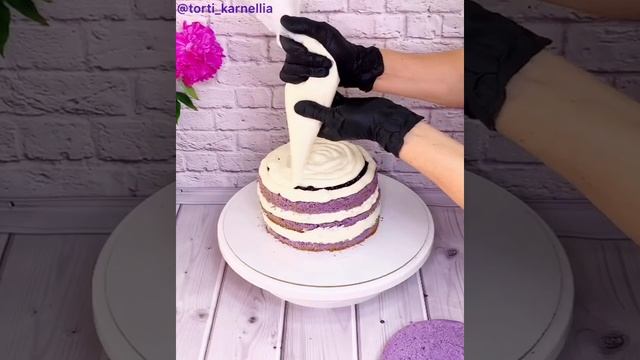 Украшение торта рисовыми парусами! Лавандовый торт! cake decoration