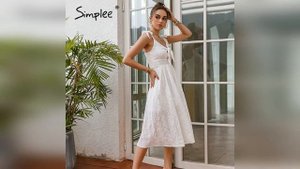 ТРАПЕЦИЕВИДНОЕ ПЛАТЬЕ средней длины с высокой талией