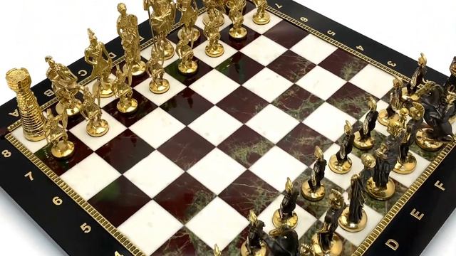 Шахматы подарочные из яшмы и долерита с бронзой "Римские" 400*400мм Арт: 3302119