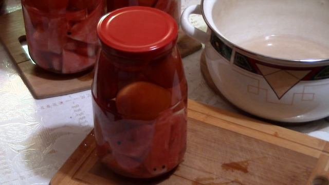 Консервированные помидоры с арбузом. Просто и очень вкусно!