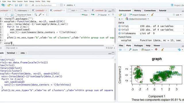 Kmeans clustering in Rstudio||Clustering using IRIS data file example in RStudio||ELBOW METHOD смотреть онлайн