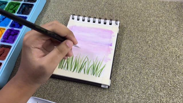 Easy Lavender Field Gouache Painting for Beginners! | Step-by-step Tutorial