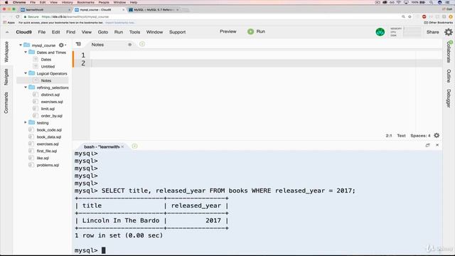 Not Equal operator in sql